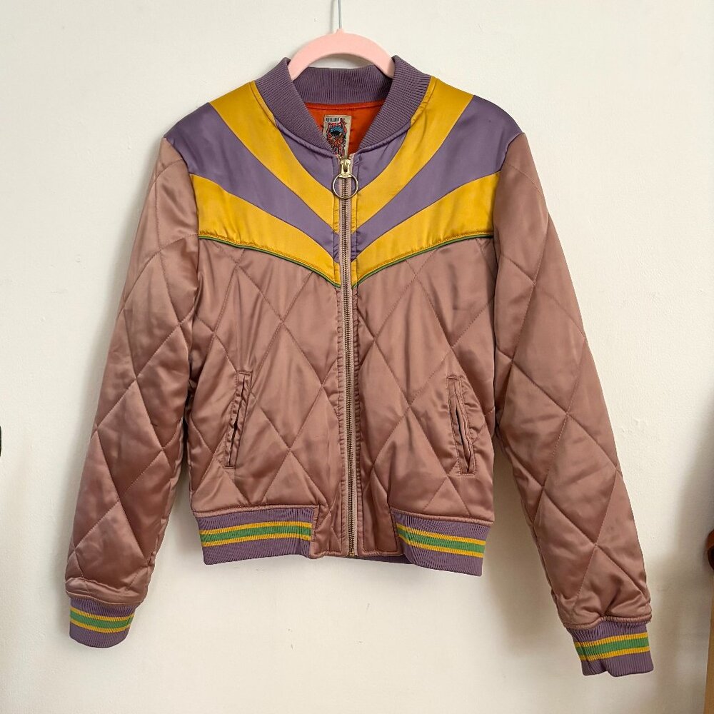 Classic Rock Couture Rising Sun Bomber Jacket in Dusty Rose, Size Small - Picture 4 of 9